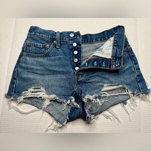 Women's Levi's 501 Original High Rise Distressed Hem Cut Off Shorts
